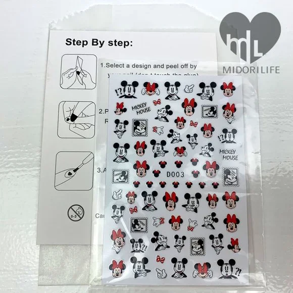 DISNEY (Minnie & Retro Mickey Mouse) Fingernail Sticker Manicure Decals - Picture 4 of 7